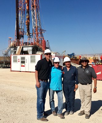From left to right: Dustin Guinn (President), Dr. Lee Russell (Senior Geoscience Consultant), Angelo Bianco (Safety and Environmental Engineer), and Victor Carrillo (CEO) on location at the drill site in Israel.