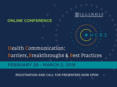 The University of Illinois’ Health Communication Online Master of Science (HCOM) program will host the second annual, 100 percent online conference, titled: Health Communication Barriers, Breakthroughs, and Best Practices (HCB3), February 28, March 1 and March 2, 2018, and has issued a call for presentations from academics and professionals engaged in health communication.