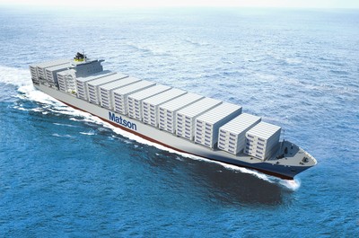Artist rendition of Matson's Aloha Class containership. The first vessel to arrive in 2018 is to be named Daniel K. Inouye. (PRNewsFoto/Matson, Inc.)