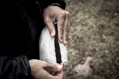 Features of The Shell include a low-profile stuff pocket, enabling it to become its own carrying case. Photo courtesy of Dan Ransom/Hyperlite Mountain Gear