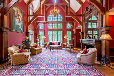Inspired by centuries-old castles and manors throughout Europe, this luxurious home will be sold at a live auction on September 9, 2017. The property is located in Marietta, Georgia, within the upscale East Cobb area (just 25 minutes from Atlanta). Luxury real estate auction house Platinum Luxury Auctions is managing the sale in cooperation with Coldwell Banker Residential Brokerage in Buckhead, Georgia. Learn more at GeorgiaLuxuryAuction.com. Pictured here: the grand salon.