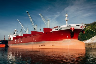 M.V. Ferbec, the largest conventional geared bulk carrier in the Canadian domestic fleet now operating for CSL. (CNW Group/The CSL Group Inc.)