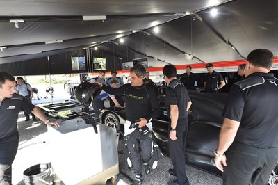 Veteran racer and former Indianapolis 500 champion Juan Pablo Montoya, center, handled the driving duties aboard the ARX-05 throughout the test.