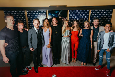 Talent from the forthcoming movie, Because of Grácia pose for a photo on the red carpet at historic Franklin Theatre in Franklin, Tenn., Thursday, Aug. 24. From left to right: Ben Davies, Brett Simes, Maxfield Camp, Moriah Peters, Chris Massoglia, Louisa Wendorff, Masey McLain, Emma Elle Roberts, Mark Smelby and Julian Silvia. (Courtesy Jacqueline Justice)