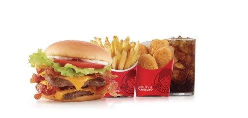 Wendy’s Giant Junior Bacon Cheeseburger is more than just a big bite, it’s a giant deal. For a limited the Giant Junior Bacon Cheeseburger is part of a $5 meal, including the cheeseburger, 4-piece all white-meat chicken nuggets, small fries and a small drink at participating Wendy’s locations.