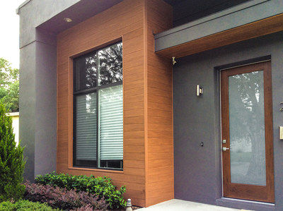 AZEK Deck's Vintage Collection in Cypress is featured as cladding rain screen for the ultimate curb appeal.