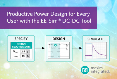 The EE-Sim® DC-DC Converter Tool, part of Maxim's EE-Sim Design and Simulation Environment, uses your requirements to quickly create a complete power design including a schematic, BOM, and waveforms. The DC-DC Converter Tool brings clarity to power supply design, saving hours of time while delivering a quality design.