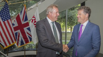 British Ambassador to the U.S. Sir Kim Darroch (left) meets with John Hartman, President of International at Equifax (right).