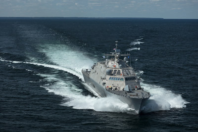 The future USS Little Rock (LCS 9) underway during a high-speed run in Lake Michigan during Acceptance Trials. Lockheed Martin and Fincantieri Marinette Marine successfully completed acceptance trials on the future USS Little Rock (LCS 9), on Aug. 25.