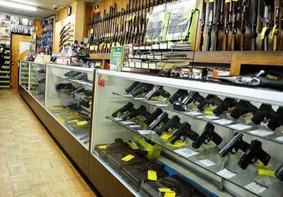 Firearms on display at Martin B. Retting, a gun dealer located in Culver City, California. (PRNewsFoto/The Calguns Foundation)