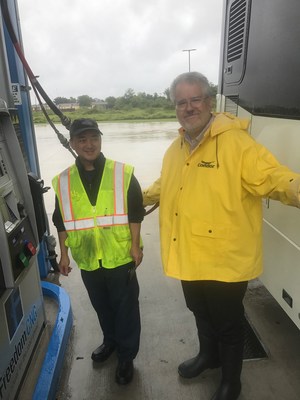 Jeffery Long Houston Metro Operations Manager filling CNG Bus during Harvey