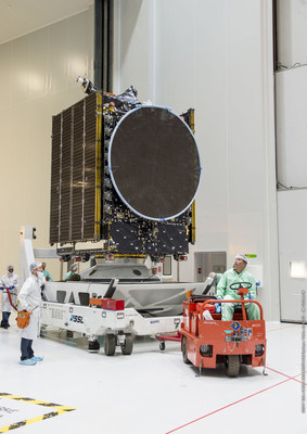 The SSL-built BSAT-4a satellite being prepared for launch. Image copyright:  ESA/CNES/Arianespace (CNW Group/SSL)