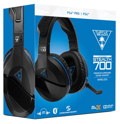 The Turtle Beach Stealth 700 is the latest premium wireless gaming headset for PlayStation®4, with DTS Headphone:X® 7.1 surround sound and active noise-cancellation, plus Bluetooth connectivity and a variety of additional features, all for an unprecedented MSRP of $149.95. (Available Sept. 24, 2017)