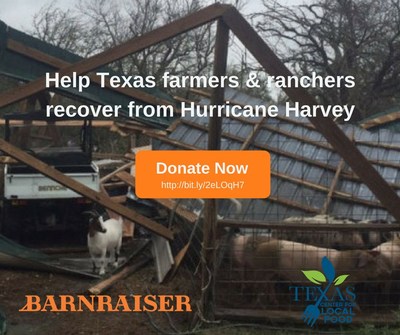 Help rebuild farms, families, & lives! DONATE to the Hurricane Harvey Texas Farmer Rancher Relief Fund.
