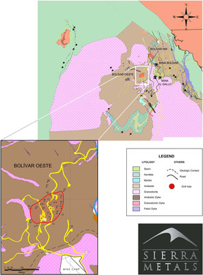 Figure 1. - Plan Map of Bolivar (CNW Group/Sierra Metals Inc.)