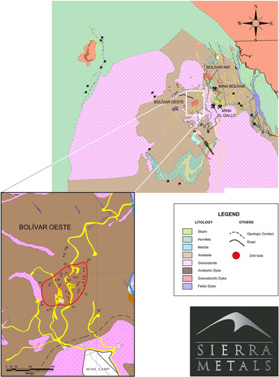 Figure 1. – Plan Map of Bolivar (CNW Group/Sierra Metals Inc.)