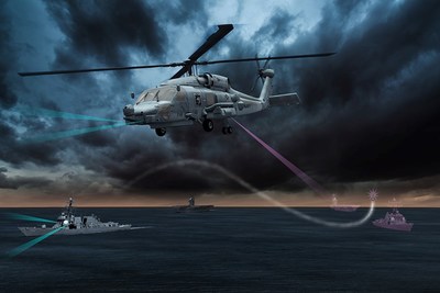 Lockheed Martin’s Advanced Off-Board Electronic Warfare (AOEW) Active Mission Payload (AMP) AN/ALQ-248 system, a pod hosted on an MH-60R or MH-60S, will enhance the way the U.S. Navy detects and responds to anti-ship missile threats. Image courtesy Lockheed Martin.
