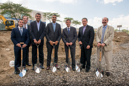 Printhouse groundbreaking, left to right: Phil Watkins, Principal from Megalith Capital Management; Dr. Samuel Taller, investor from East & Hudson, Anup Misra, co-founder and CEO of East & Hudson; Sam Sidhu, Principal and CEO from Megalith Capital Management; Noam Bramson, Mayor of New Rochelle; Charles B. Strome III, New Rochelle City Manager; and Barry Fertel, New Rochelle City Councilman.