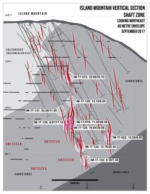 Island Mountain Vertical Section - Shaft Zone (CNW Group/Barkerville Gold Mines Ltd.)