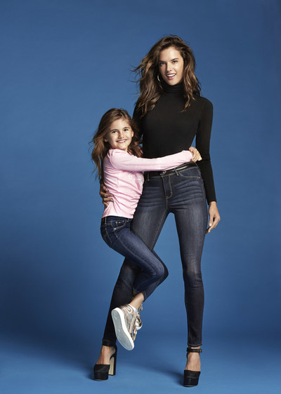 Alessandra Ambrosio and her daughter Anja (left) pose in the Fall/Winter 2017 campaign for Jordache. Photo credit: Cass Bird