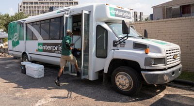 Sept. 2, 2017 – An Enterprise Rent-A-Car employee steps into the brand's Mobile Emergency Response Vehicle, a portable branch office that was deployed to 4665 N Braeswood Blvd. in Houston to support relief efforts.