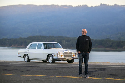 Turo CEO, Andre Haddad, with vintage Mercedes-Benz