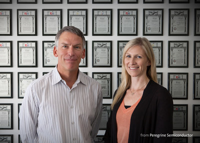 Dan Nobbe, Peregrine’s vice president of corporate research & IP development, and Erica Poole, IP manager, spearhead Peregrine’s patent filing initiatives.
