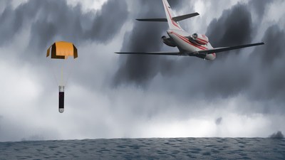 Boston Engineering’s MASED hurricane forecasting technology is an instrumented dropsonde buoy with sensors that collects atmospheric and oceanic data in storm areas.