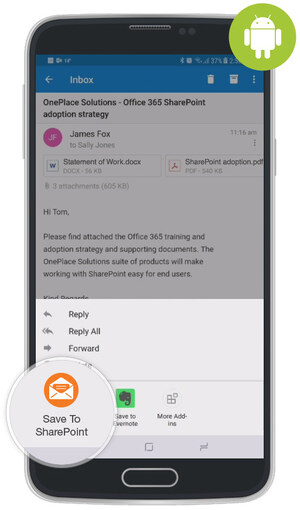 OnePlace Solutions Launches add-in for Microsoft Outlook on Android