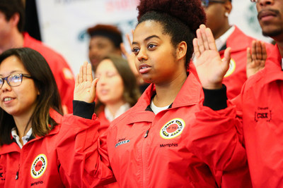 City Year Memphis AmeriCorps members take the pledge to partner with teachers and help Memphis students succeed.