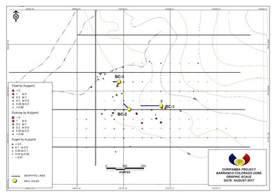 Figure 2: Barranco Colorado Samples and Drill Hole Map (CNW Group/Salazar Resources Limited)