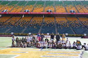 Boston Pizza and the Edmonton Eskimos give Edmonton youngsters the chance to be an "Eskimo for a Day"