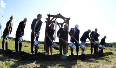 From left to right: Cynthia McLeod, Acting National Park Service Northeast Regional Director; Greg Walker, Stonycreek Township Supervisor; Paul Murdoch, lead architect, Flight 93 National Memorial; Emily Root Schenkel, cousin of Lorraine G. Bay and Treasurer of Families of Flight 93; Flight 93 National Memorial Superintendent Steve Clark; Secretary of the Interior Ryan Zinke; Patrick White, cousin of Louis J. Nacke II, and President of Friends of Flight 93 National Memorial; National Park Foundation President Will Shafroth; John Reynolds, former Federal Advisory Commission Chair, Flight 93 National Memorial; and Dr. Sam Pellman, James L. Ferguson Professor of Music at Hamilton College.  Photo credit: Tami A Heilemann/Department of the Interior