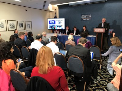 American Federation of Government Employees Council 238 President John O'Grady addresses reporters at the National Press Club on Sept. 13 to highlight the dangers posed by citizens from proposed cuts to the Environmental Protection Agency's budget.