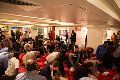 About 300 MTA employees learned Hands-Only CPR during a training which was provided through the Hands-Only CPR Mobile Tour presented by the Association with the support of Anthem Foundation at the New York Transit Museum on Sept. 12, 2017. In Oct. 2016, a MTA employee named David Martinez performed Hands-Only CPR to save the life a co-worker when she suffered a cardiac arrest. Martinez learned Hands-Only CPR, which he learned from watching an American Heart Association training video.