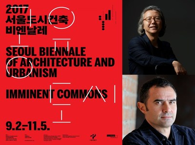 Bannire officielle et codirecteurs (Hyungmin Pai et Alejandro Zaera-Polo) de la biennale de Soul consacre  l'architecture et  l'urbanisme.
