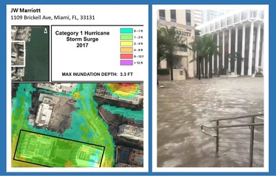 PRE-STORM COASTAL RISK MODELING (left) compared with ACTUAL FLOODING DURING
IRMA (right) (PRNewsfoto/Coastal Risk Consulting LLC)