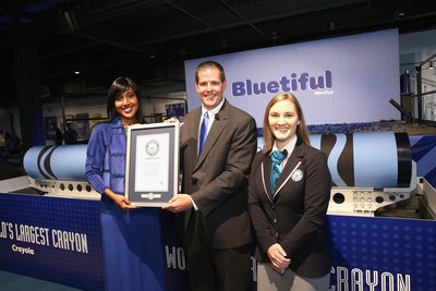 GUINNESS WORLD RECORDS judge Hannah Ortman presented Crayola CEO and President Smith Holland and Crayola SVP of US and Global Marketing Melanie Boulden with the GUINNESS WORLD RECORDS title for the Largest crayon, making the brand a first-time title holder, at an event at Sixty Tenth on September 14, 2017 in New York City.