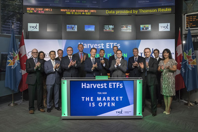 Michael Kovacs, President and CEO, Harvest ETFs, joined Dani Lipkin, Head, Business Development, Exchange Traded Funds, Closed-End Funds, and Structured Notes, TMX Group to open the market to launch Global REIT Leaders Income ETF (HGR). Harvest Portfolios Group Inc., manager of the Fund, is a Canadian Investment Management company focused on long-term income generating investment products. HGR commenced trading on Toronto Stock Exchange on June 23, 2017. (CNW Group/TMX Group Limited)