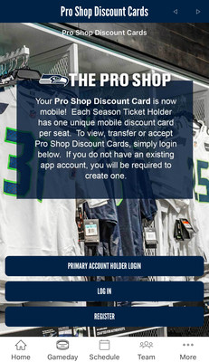Seattle Seahawks season ticket holders can log into the team's official mobile app, developed by YinzCam, and claim a discount card to save money at the team’s Pro Shop at CenturyLink Field this season.