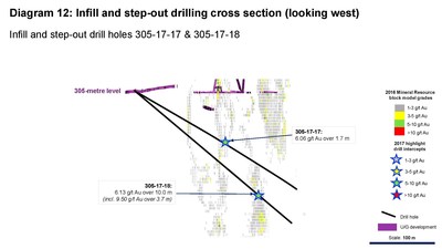 Diagram 12: Infill and step-out drilling cross section (looking west) (CNW Group/Rubicon Minerals Corporation)