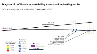 Diagram 19: Infill and step-out drilling cross section (looking north) (CNW Group/Rubicon Minerals Corporation)