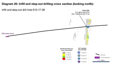 Diagram 20: Infill and step-out drilling cross section (looking north) (CNW Group/Rubicon Minerals Corporation)