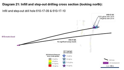 Diagram 21: Infill and step-out drilling cross section (looking north) (CNW Group/Rubicon Minerals Corporation)