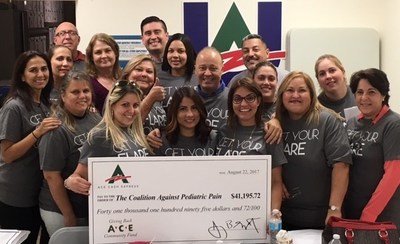 ACE’s Florida team presents the donation to The Coalition Against Pediatric Pain