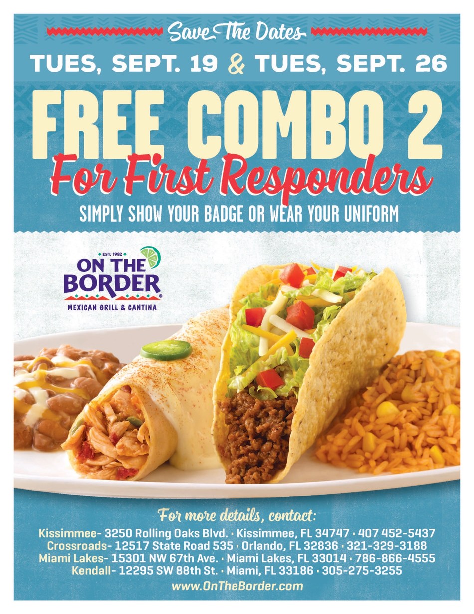 Free Combo Meals for First Responders at On The Border Restaurants in