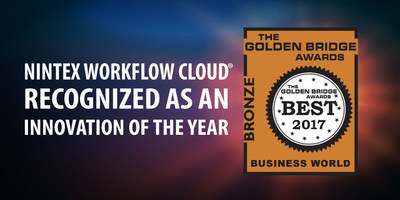 Nintex, the leader in workflow and content automation, is pleased to announce that Nintex Workflow Cloud® won a 2017 Golden Bridge Award in the Best Product, Service, Innovation of the Year category.