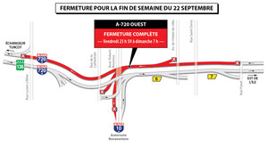 Projet Turcot à Montréal - Fermeture de longue durée de la bretelle menant de l'autoroute 15 nord à l'autoroute 20 ouest