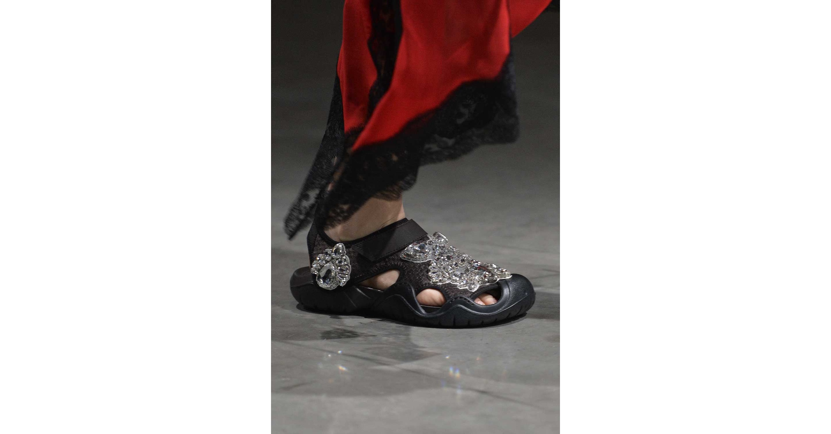 Horrifying bejeweled crocs hit the runway at London Fashion Week