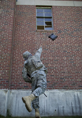 U.S. Soldier Throwing FirstLook Robot Into Second Story Window